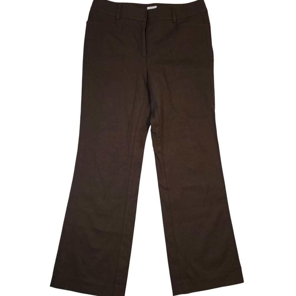 Chicos Brown Straight Leg Trousers Size 1.5 Regular Cotton Rayon Stretch Pants